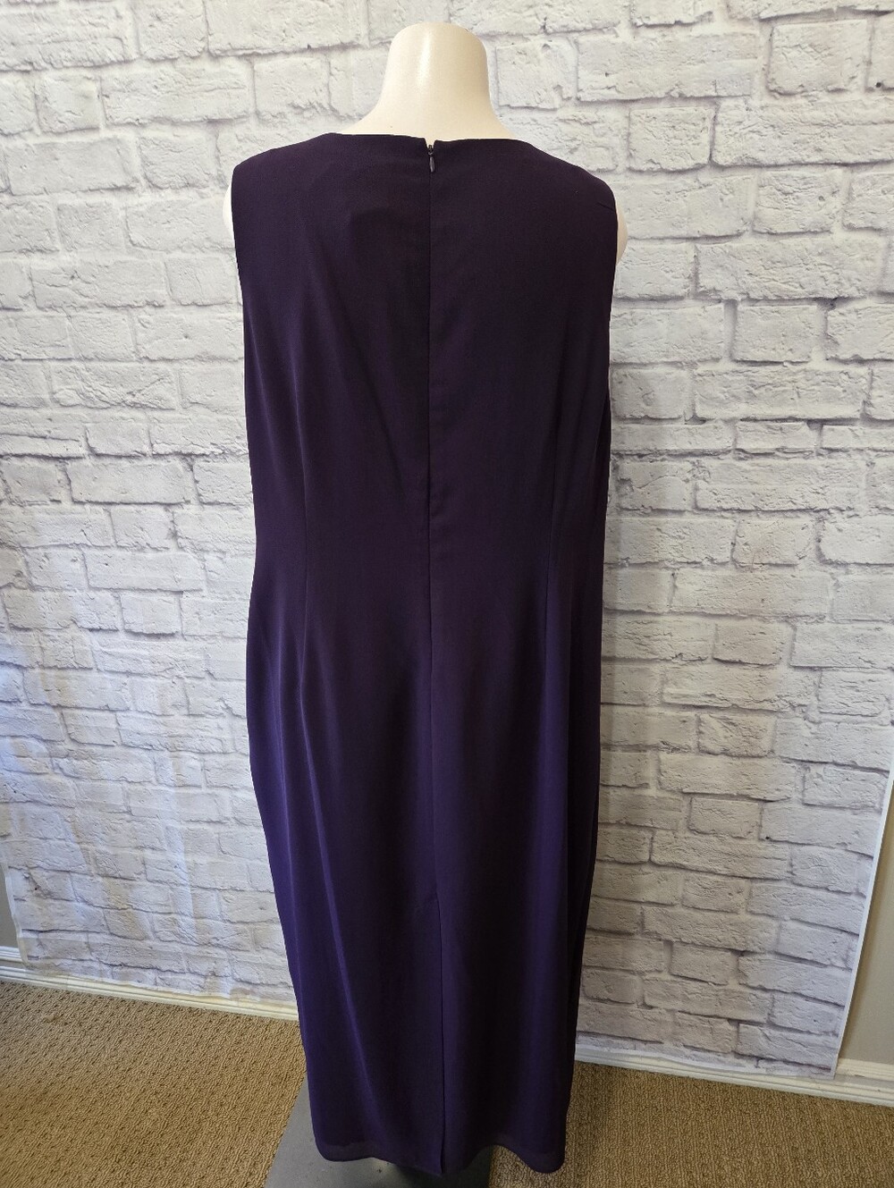 💜 R&M Richards Purple Formal Dress & Sheer Jacket Set – Size 22WP - Picture 10 of 13